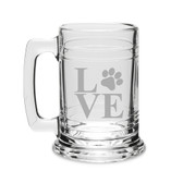 Paw Print Love Deep Etched Glass Tankard Mug