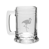 Flamingo Deep Etched Glass Tankard Mug