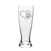Paw Print Heart Deep Etched University Beer Pilsner Glass