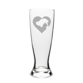 Cat Dog Heart Deep Etched University Beer Pilsner Glass