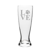 Paw Print LOVE Deep Etched University Beer Pilsner Glass