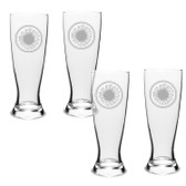 Sunflower Deep Etched University Beer Pilsner Glass Set of 4