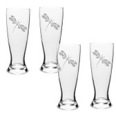 Dragonfly Deep Etched University Beer Pilsner Glass Set of 4
