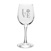Paw Print LOVE Deep Etched White Wine Glass