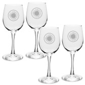 Sunflower Deep Etched White Wine Glass Set of 4
