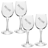 Dragonfly Deep Etched White Wine Glass Set of 4