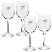 Flamingo Deep Etched White Wine Glass Set of 4