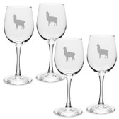 Llama Deep Etched White Wine Glass Set of 4