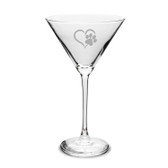 Paw Print Heart Deep Etched Martini Glass