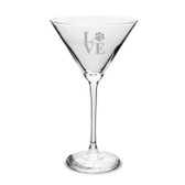 Paw Print LOVE Deep Etched Martini Glass