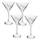 Dragonfly Deep Etched Martini Glass Set of 4