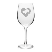 Cat Dog Heart Deep Etched Classic Wine Glass