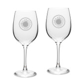 Sunflower de Lis Deep Etched Classic Wine Glass Set of 2