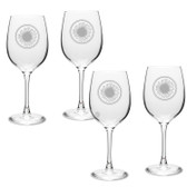 Sunflower Deep Etched Classic Wine Glass Set of 4
