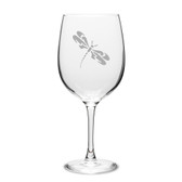 Dragonfly Deep Etched Classic Red Wine Glass