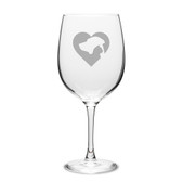 Cat Dog Heart Deep Etched Classic Red Wine Glass