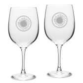 Sunflower Deep Etched Classic Red Wine Glass Set of 2