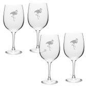 Flamingo Deep Etched Classic Red Wine Glass Set of 4