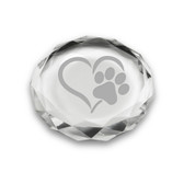 Paw Print Heart Deep Etched Paperweight