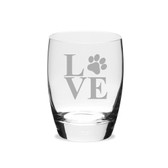 Paw Print LOVE Deep Etched Luigi B Michelangelo Double Old Fashion Glass