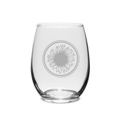 Sunflower Deep Etched Stemless Wine Glass