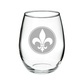 Fleur de Lis Deep Etched Stemless White Wine Glass Set of 4