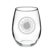 Sunflower Deep Etched Stemless White Wine Glass Set of 4