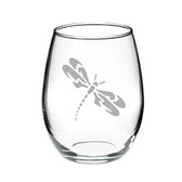 Dragonfly Deep Etched Stemless White Wine Glass Set of 4