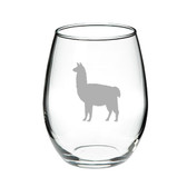 Llama Deep Etched Stemless White Wine Glass Set of 4
