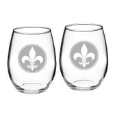 Fleur de Lis Deep Etched Stemless Red Wine Glass