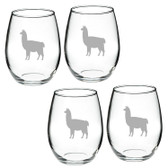 Llama Deep Etched Stemless Red Wine Glass Set of 2