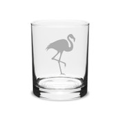 Flamingo Deep Etched Classic Double Old Fashion Glass