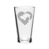Cat Dog Heart Deep Etched Classic Pub Pint Glass
