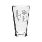 Paw Print LOVE Deep Etched Classic Pub Pint Glass