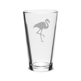 Flamingo Deep Etched Classic Pub Pint Glass