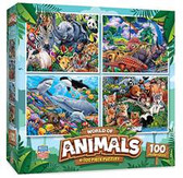 World of Animals 4 Pack 100 Piece Puzzles