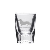 Long Haired Dachshund Deep Etched Shot Glass