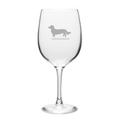Long Haired Dachshund Deep Etched 19 oz Classic Red Wine Glass