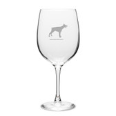 Doberman Pinscher Deep Etched 19 oz Classic Red Wine Glass