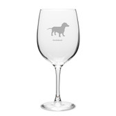 Dachshund Deep Etched 19 oz Classic Red Wine Glass