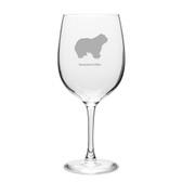 Bearded Collie Deep Etched 19 oz Classic Red Wine Glass