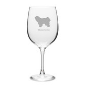 Tibetan Terrier Deep Etched 19 oz Classic Red Wine Glass