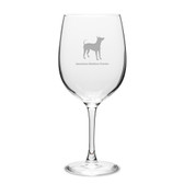 American Hairless Terrier Deep Etched 19 oz Classic Red Wine Glass