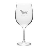 Basset Hound Deep Etched 19 oz Classic Red Wine Glass