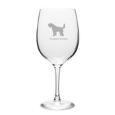 Portuguese Sheepdog Deep Etched 19 oz Classic Red Wine Glass