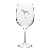 German Shorthaired Pointer Deep Etched 19 oz Classic Red Wine Glass