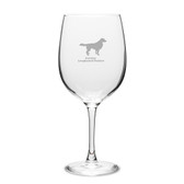 German Longhaired Pointer Deep Etched 19 oz Classic Red Wine Glass