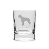 Boston Terrier Luigi Bormioli 11.75 oz Square Round Double Old Fashion Glass