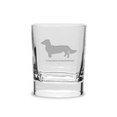 Long Haired Dachshund Luigi Bormioli 11.75 oz Square Round Double Old Fashion Glass