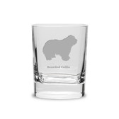 Bearded Collie Luigi Bormioli 11.75 oz Square Round Double Old Fashion Glass